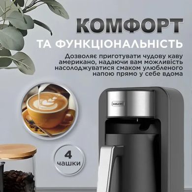 Електрична турка для приготування кави по-турецьки Sokany SK-0137 чорний з хромом 250 мл